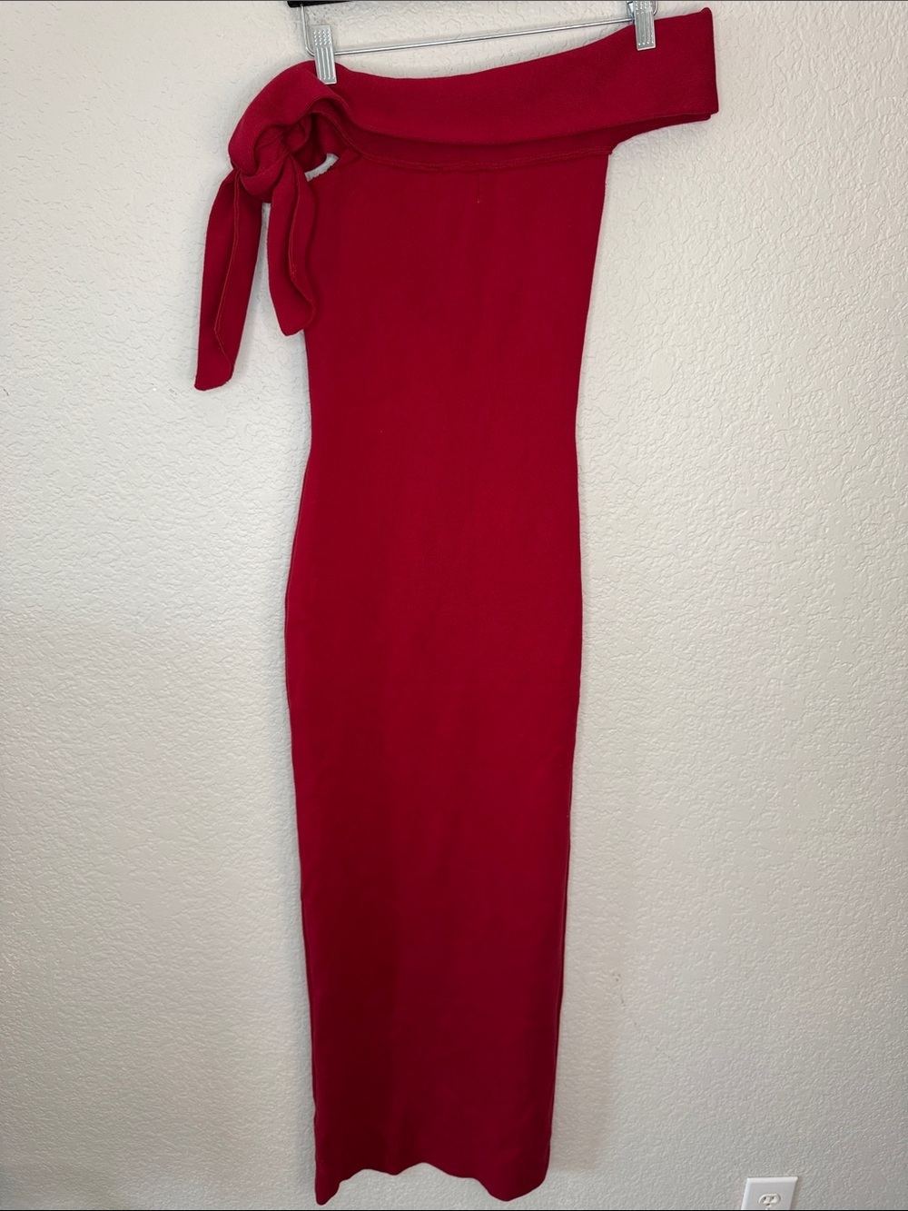 SNDYS x REVOLVE Jaymes Off the Shoulder Maxi Dress Small Body Contour Red Knit - Picture 4 of 7